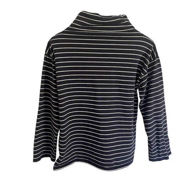 Garnet Hill Organic Cotton Striped Mock Turtleneck Shirt | Women’s XS - Picture 1 of 7
